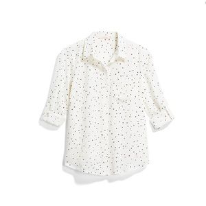 Skies Are Blue White Star Pattern Button Down